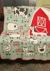 Playful, super soft, pre-washed and eco-friendly throw - kids blanket 7A Barn Animals from Green 3 Apparel