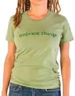 Organic Cotton Tee, "Embrace Change", Green