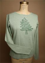 Word Tree, Super Soft, Organic Long Sleeve Tee, Color Heather Green, Holiday Organic Clothing Sale