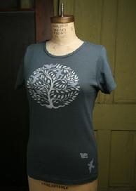 Tree Circle, Yoga Organic Cotton Tee, Short and Long Sleeve, Cement by Green 3 Apparel