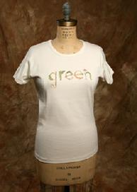 Organic Cotton Tee, "Green Pea", Natural and Green