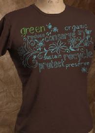 Organic Cotton Tee, "Green Words", Chocolate