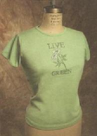 Organic Cotton Tee, "Live Green", Green