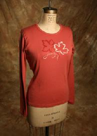 Organic Cotton Tee, "Thankful Leaves", Red clay