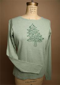 Word Tree, Super Soft, Organic Long Sleeve Tee, Color Heather Green, Holiday Organic Clothing Sale