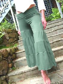 Tiered Gaucho Pants, Organic Cotton/Soy/Spandex, Assorted Colors by Tdama