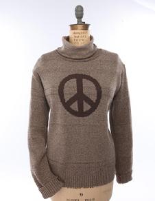 Green 3 Apparel Recycled Sweater  -  Linen & indigo blue peace design