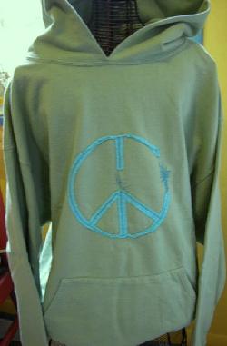Organic Cotton Peace Hooded Sweater Made in USA by Green 3 Apparel