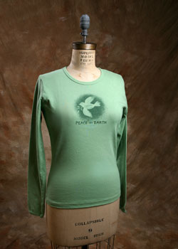 Organic Cotton Tee, "Peace on Earth Dove", Long Sleeve