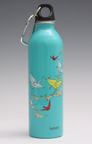 Origami Cranes on blue - water bottle from EarthLust
